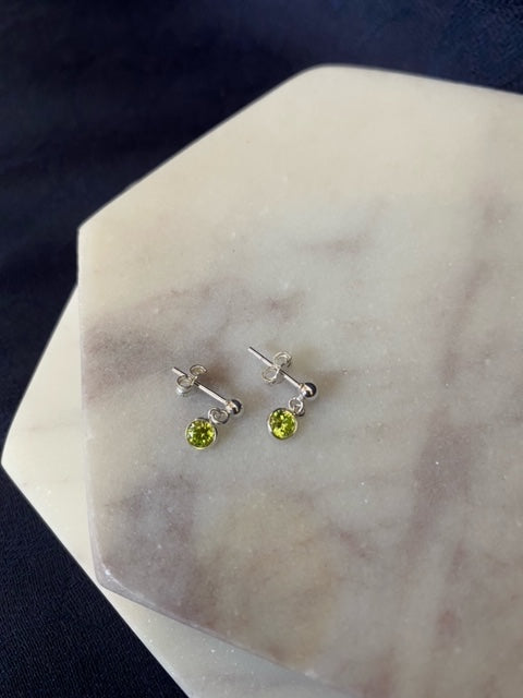 Round Peridot Studs