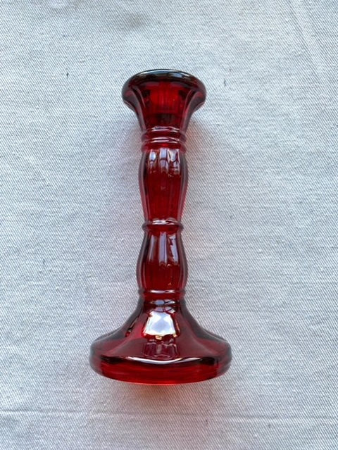 Red 6" Molded Glass Candle Holder