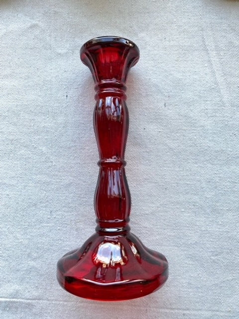 Red 8" Molded Glass Candle Holder