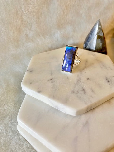 Rectangle Labradorite Ring