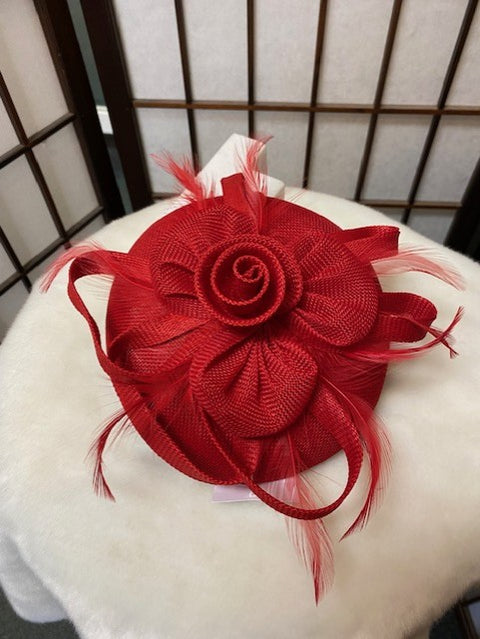 Red Pillbox Fascinator