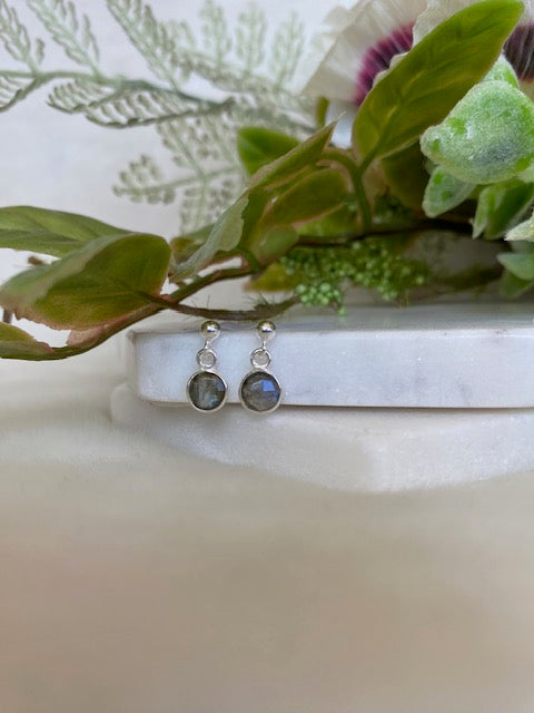 Small Round Labradorite Studs