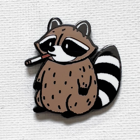 Cigarette Racoon Pin