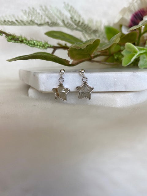 Golden Rutilated Quartz Star Studs