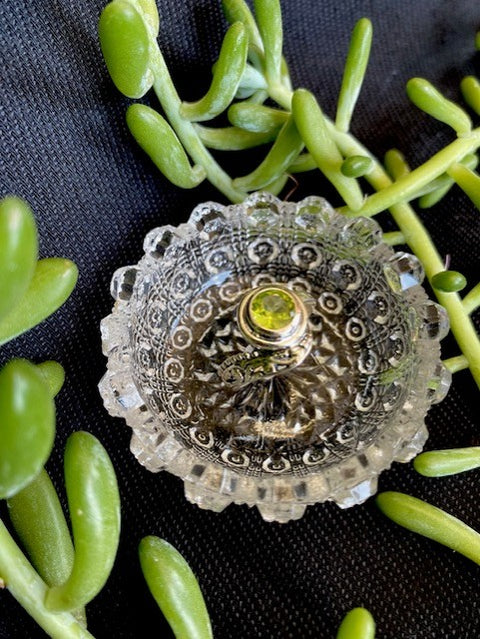 Round Peridot & Filigree Ring