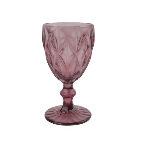 Pink Diamond Cut Wine Glass