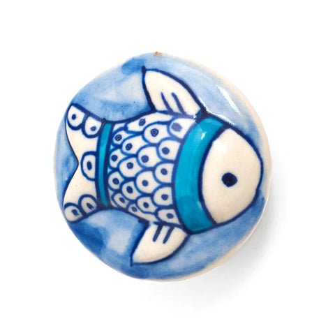 Blue & White Fish Knob