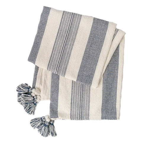 Navy & White Throw Blanket