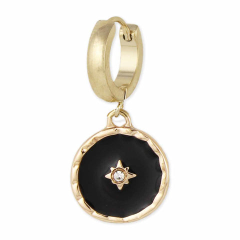 Black Enamel Star Earrings