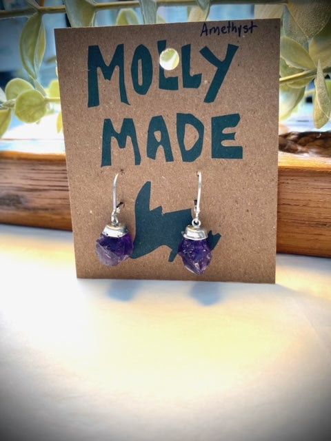 Rough Cut Amethyst Earrings