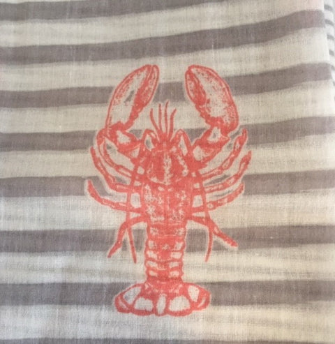 Yellow & Teal Striped Lobster Scarf