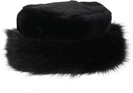 Faux Fur Trim Hat - Black