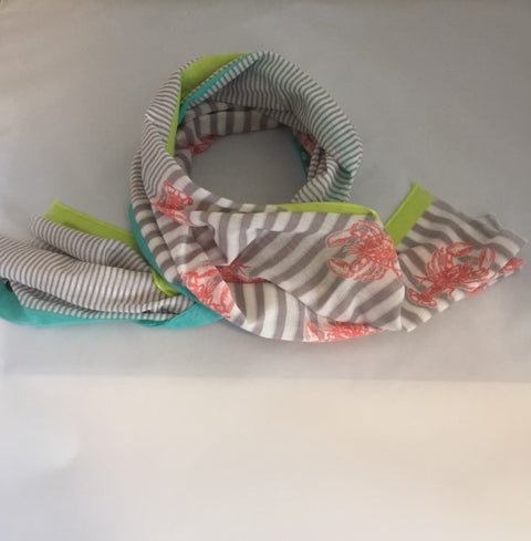 Yellow & Teal Striped Lobster Scarf