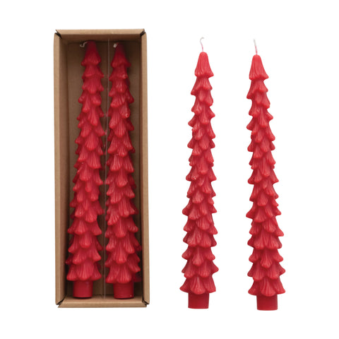 Tree Candle Set Red 10"
