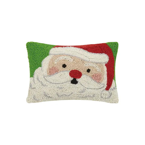 Happy Santa Hooked Pillow