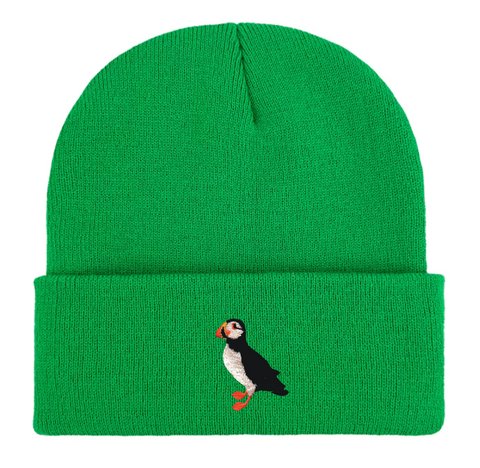 Embroidered Puffin Beanie