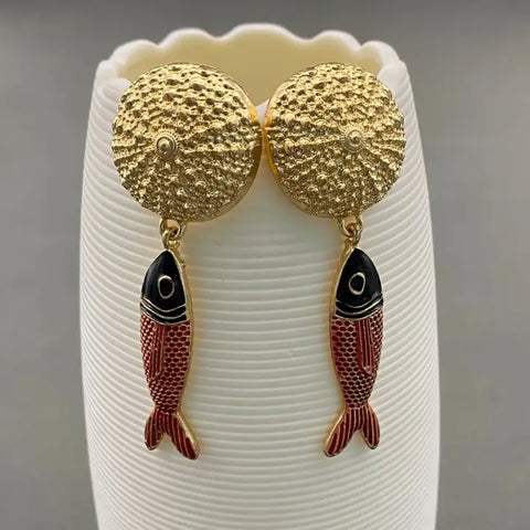 Sea Urchin & Fish Earrings