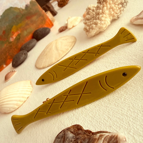Fish Hair Clip Set - Chartreuse