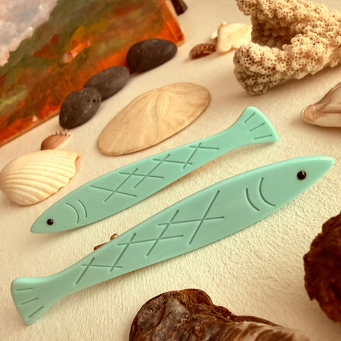 Fish Hair Clip Set - Seafoam