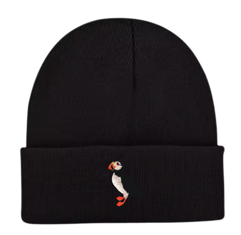 Embroidered Puffin Beanie