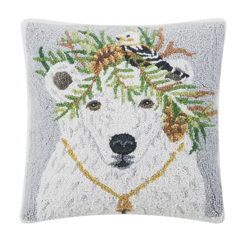 Polar Bear Hooked Pillow