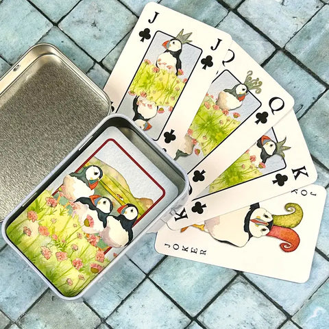 Sea Thrift Puffins Playing Cards