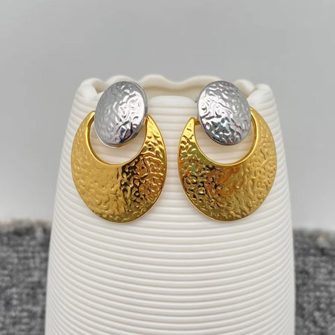 Hammered Two-Tone Earrings