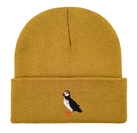 Embroidered Puffin Beanie