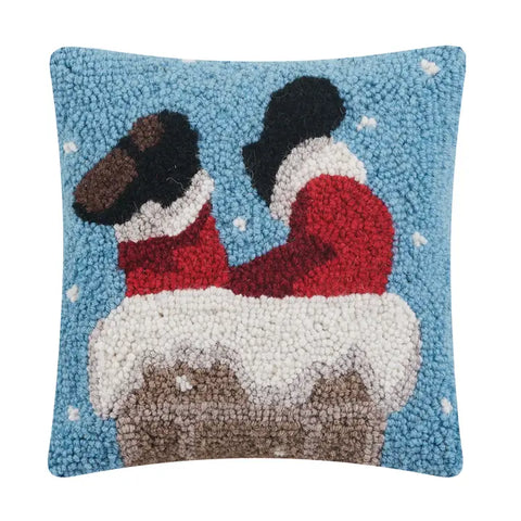 Santa Chimney Hooked Pillow