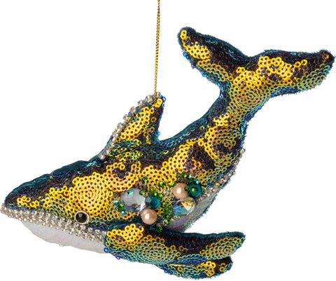 Sequin Fabric Whale Ornament
