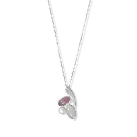 Moonstone Pink Chalcedony Pearl Necklace Posie Row