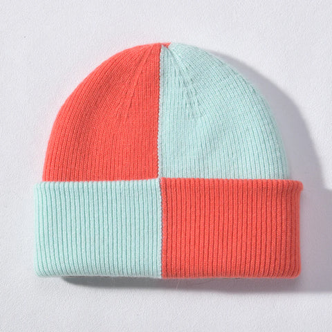 Colour Blocking Beanie - Coral/Mint