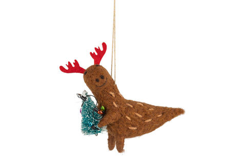 Felted Dino Ornament