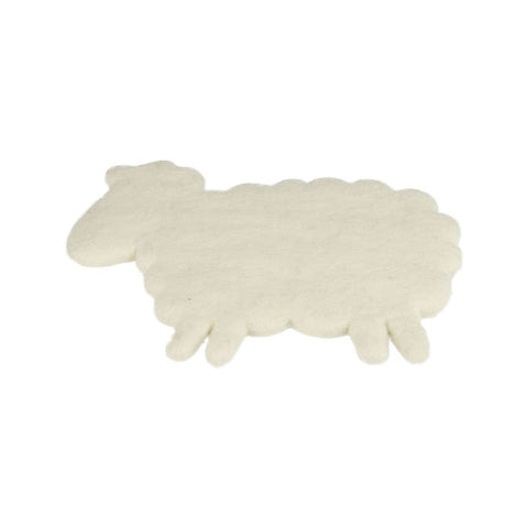 White Felted Sheep Shaped Trivet