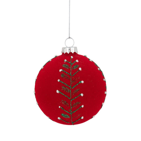 Flocked Glass Ball With Tree