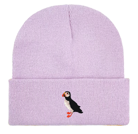 Embroidered Puffin Beanie