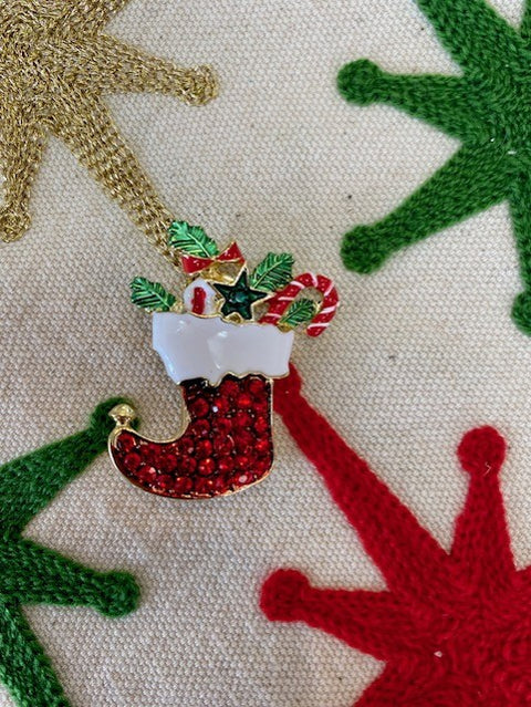 Stocking With Candy Cane Brooch