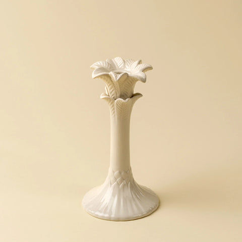 Large Palm Tree Candle Holder - Cream