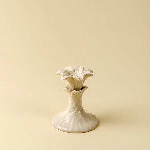 Small Palm Tree Candle Holder - Cream
