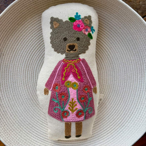 Bear Embroidered Cushion