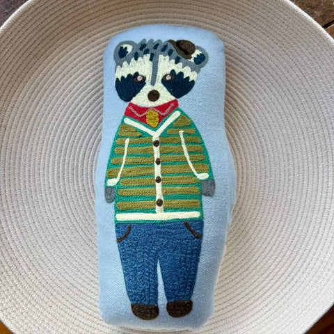 Raccoon Embroidered Cushion