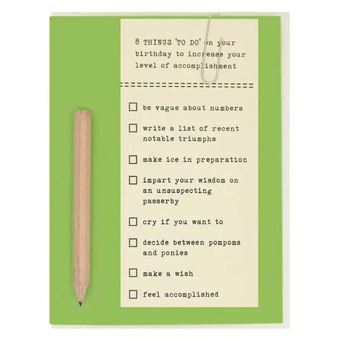 Birthday To Do Card
