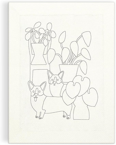Punch Needle Kit Corgi Friends