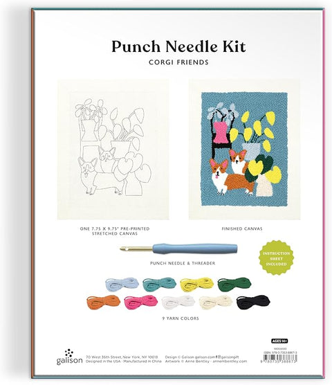 Punch Needle Kit Corgi Friends