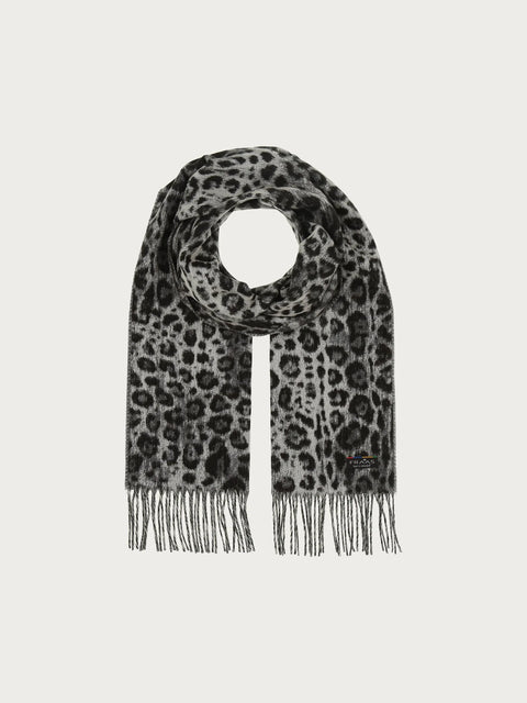 Grey Leopard Print Scarf