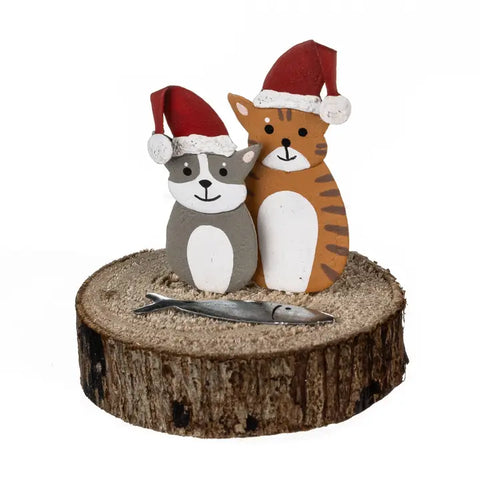 Cats and Fish Standing Ornament