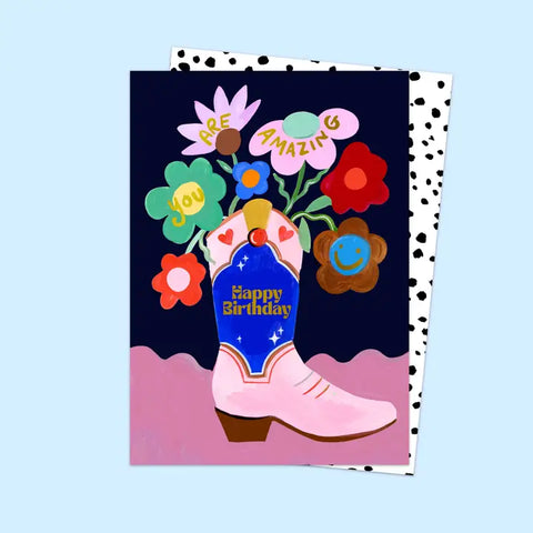 HBD Flower Boot Card