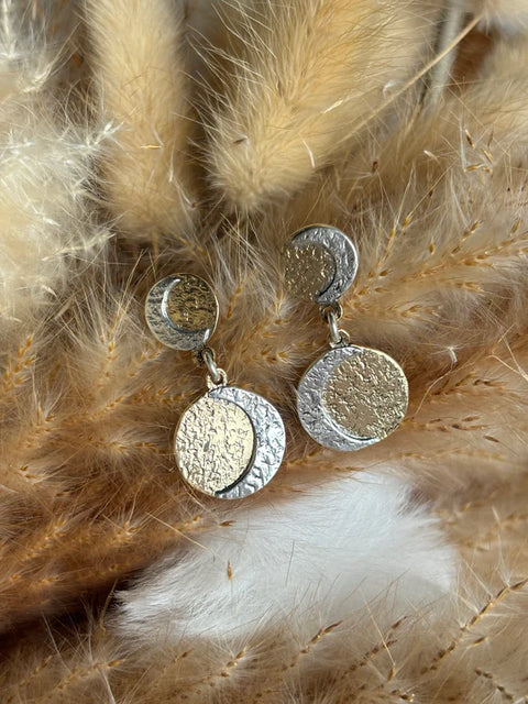 Two-Toned Moon Studs