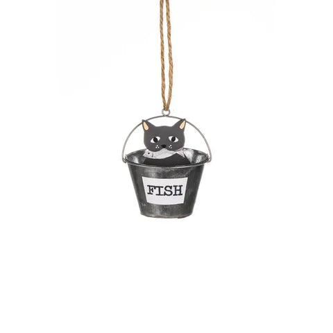 Cat & Fish in Bucket Ornament