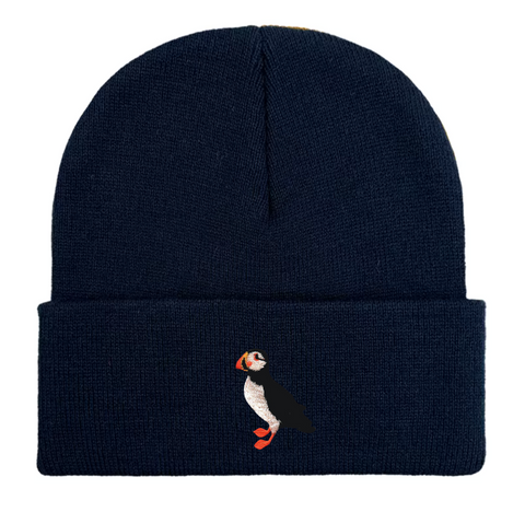 Embroidered Puffin Beanie